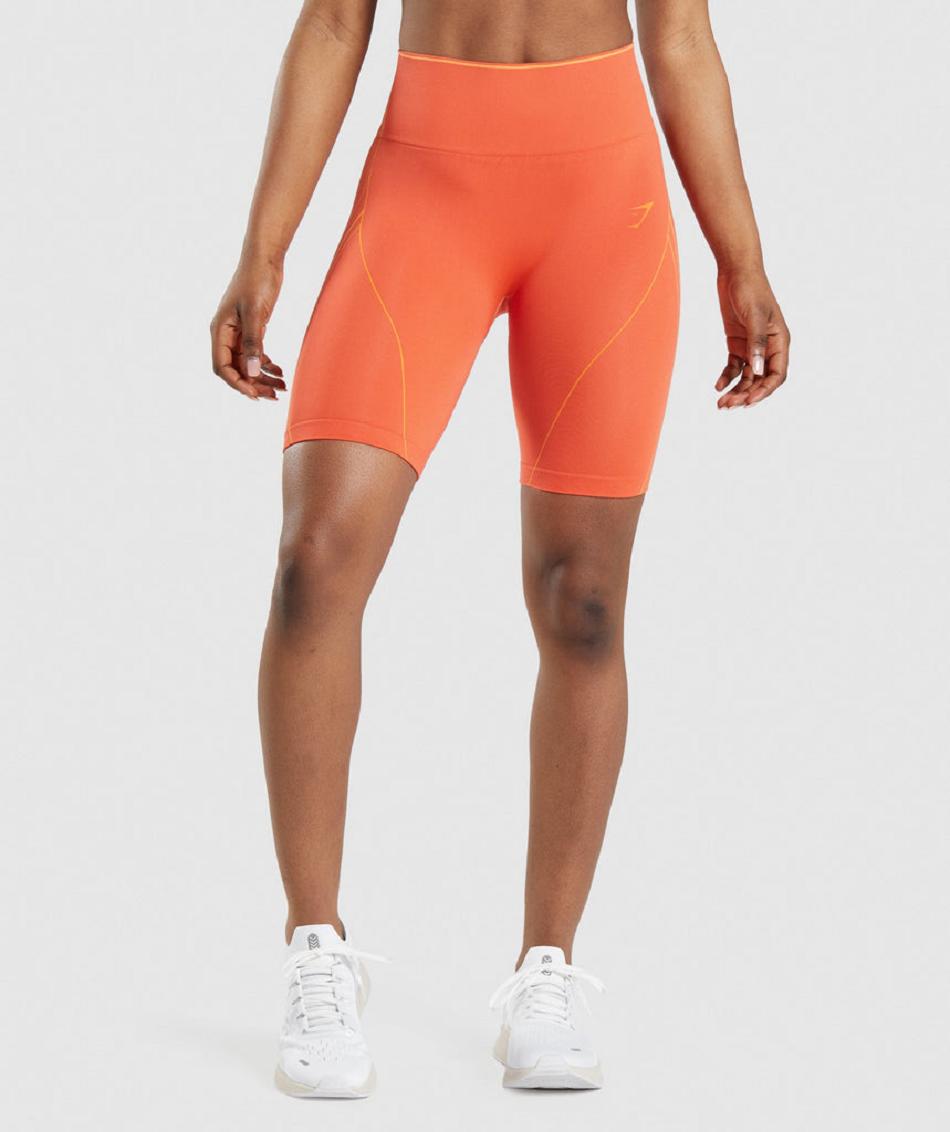 Szorty Damskie Gymshark Apex Seamless High Rise Krótkie Pomarańczowe Morelowe Pomarańczowe | PL 2473KOR